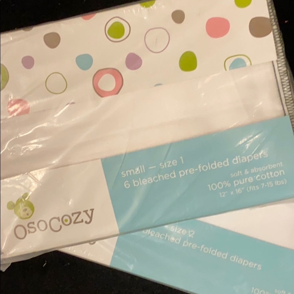 Size 1 OsoCozy Prefold Diapers - Bleached 6 pack